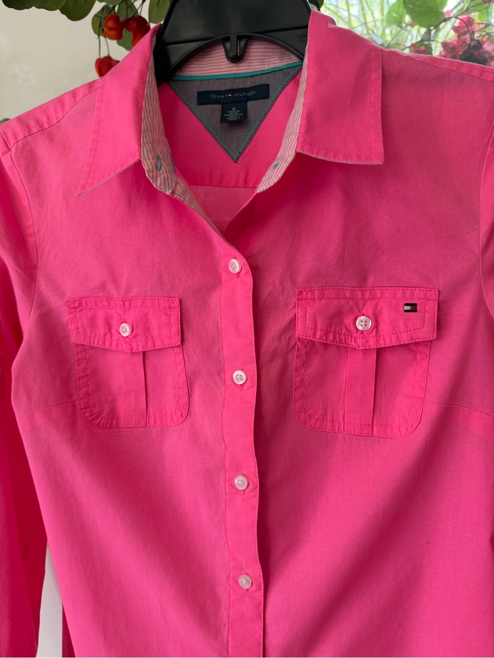 Tommy Hilfiger Bright Pink Button-Front Collared Shirt - Picture 4 of 6